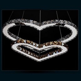 Pendant Lighting Chandelier Light Transparent OR Amber K9 Crystal Double Heart shaped Ceiling Lamps Lights
