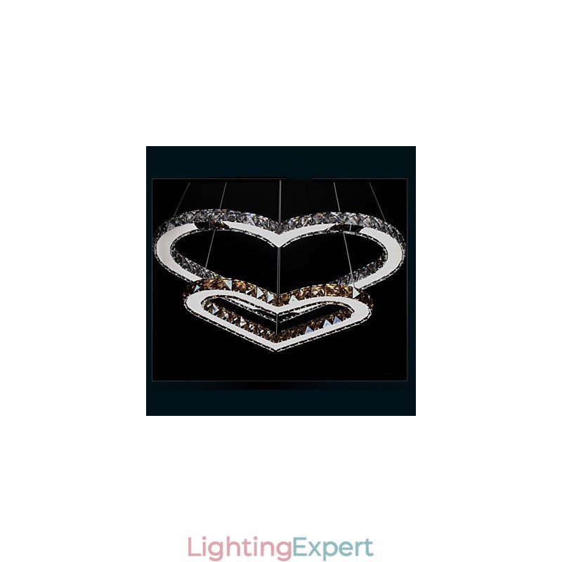 Pendant Lighting Chandelier Light Transparent OR Amber K9 Crystal Double Heart shaped Ceiling Lamps Lights