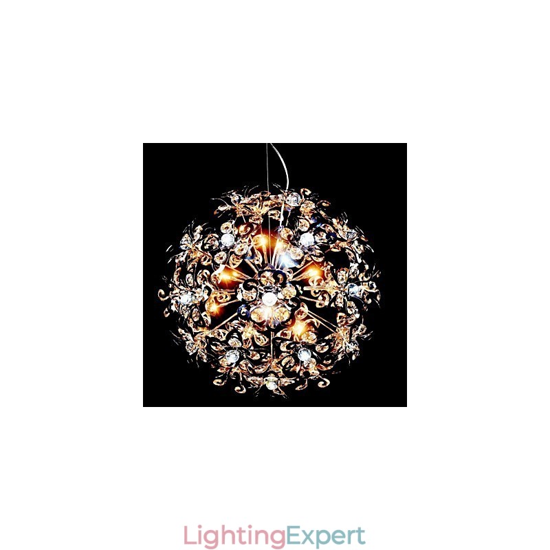 Modern Contemporary Chrome Crystal Pendant Light