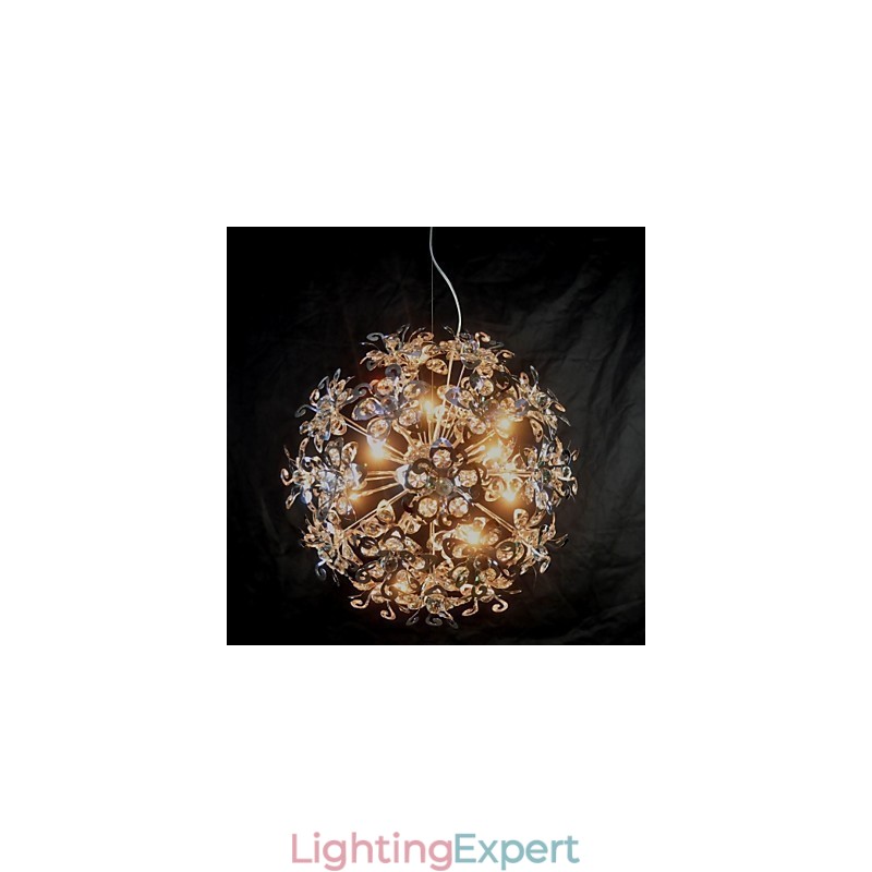 Modern Contemporary Chrome Crystal Pendant Light