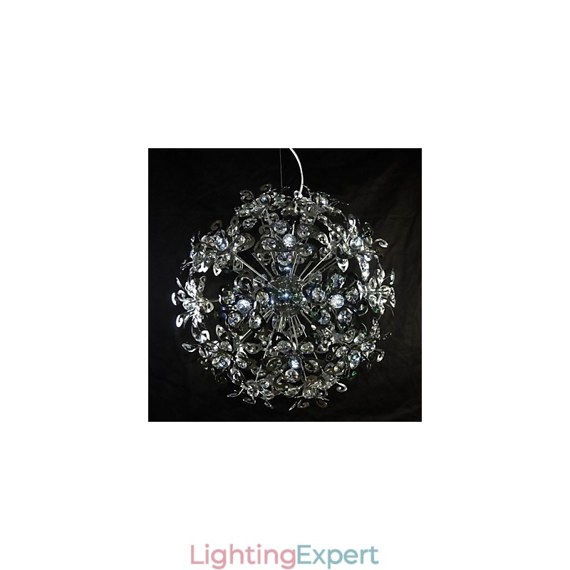Modern Contemporary Chrome Crystal Pendant Light