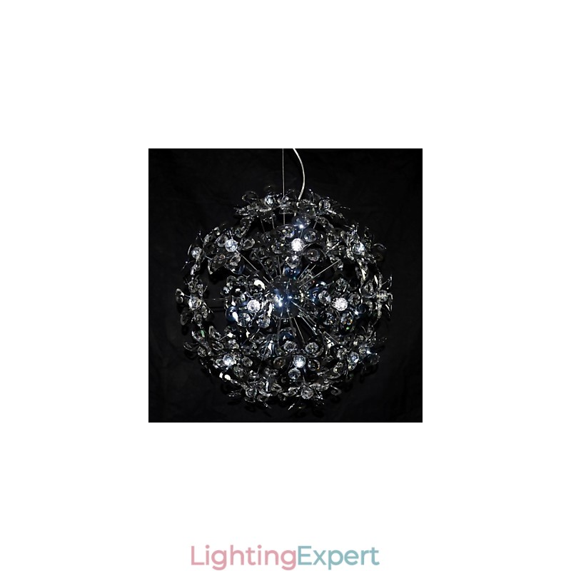 Modern Contemporary Chrome Crystal Pendant Light
