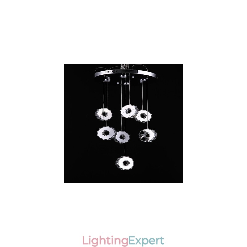 Modern High Grade Seven Ring 7 Lights Stainless Steel Crystal Chandelier