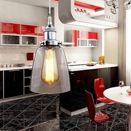 Modern Chrome Glass Vintage Industrial Retro Fitting Edison Pendant Light Cafe Porch Light