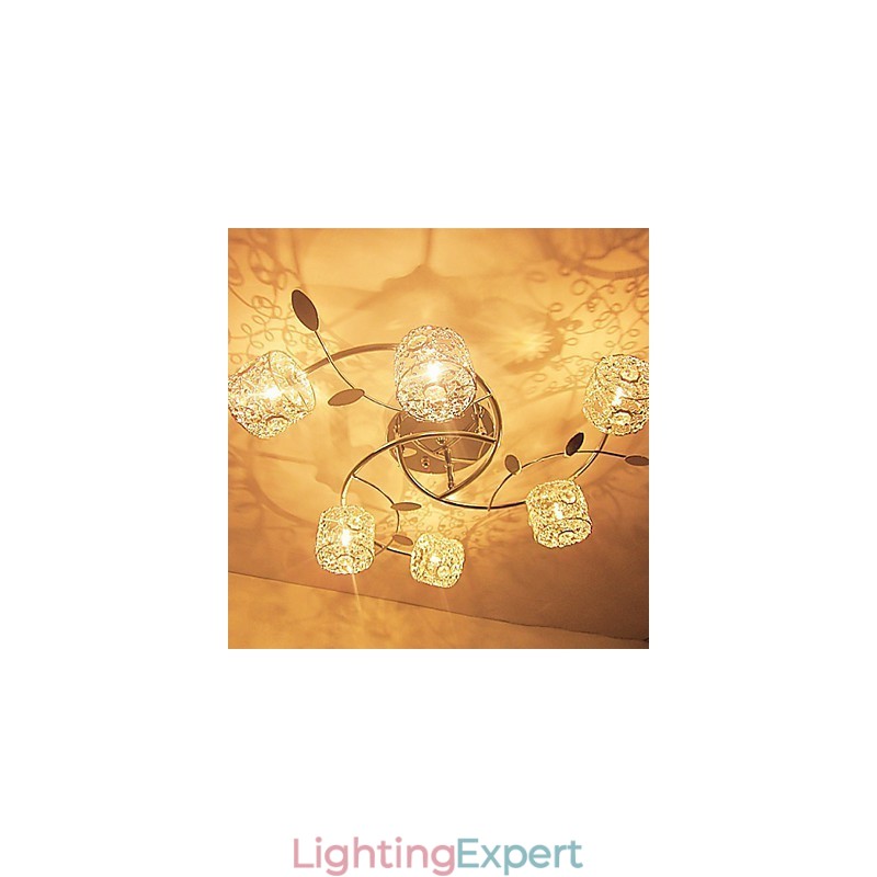 Modern Contemporary Crystal Electroplated Flush Mount