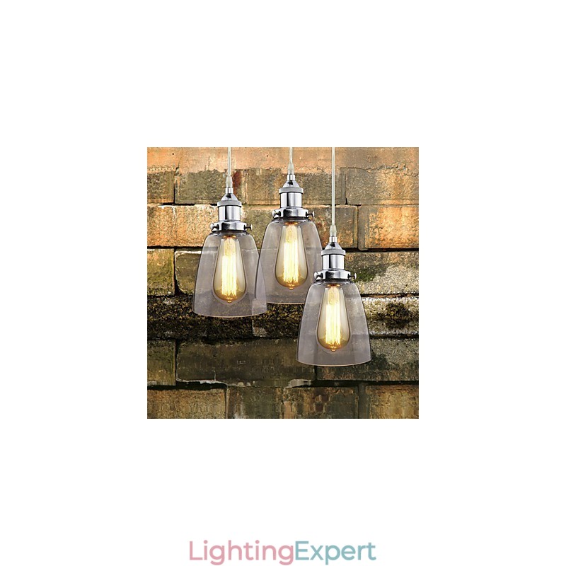 Modern Chrome Glass Vintage Industrial Retro Fitting Edison Pendant Light Cafe Porch Light