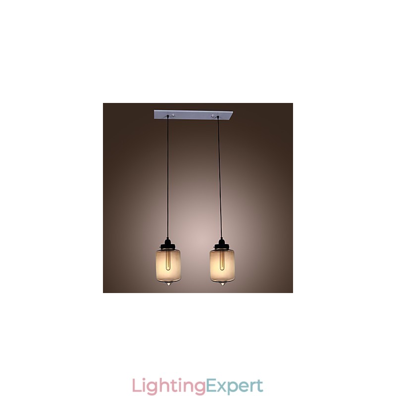 Modern Glass Pendant Light with 2 Lights in Transparent Bottle Design