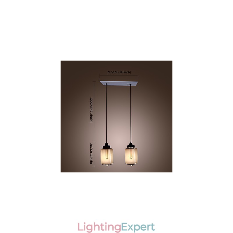 Modern Glass Pendant Light with 2 Lights in Transparent Bottle Design
