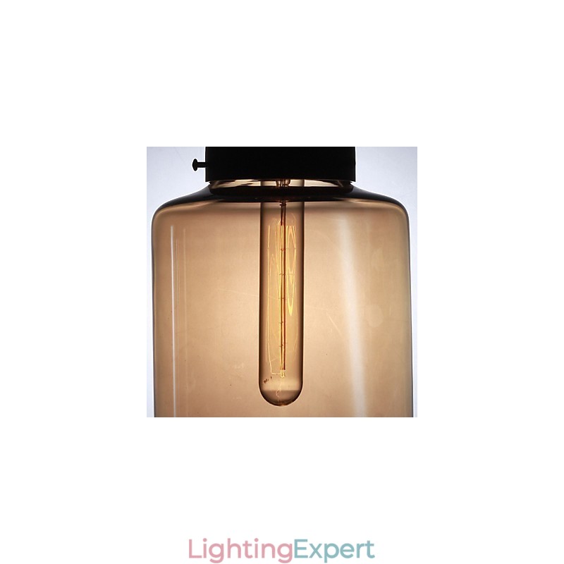 Modern Glass Pendant Light with 2 Lights in Transparent Bottle Design