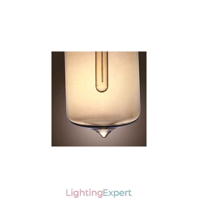 Modern Glass Pendant Light with 2 Lights in Transparent Bottle Design