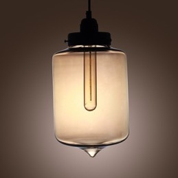 Modern Glass Pendant Light with 2 Lights in Transparent Bottle Design