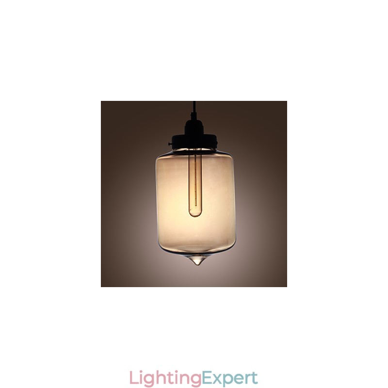 Modern Glass Pendant Light with 2 Lights in Transparent Bottle Design