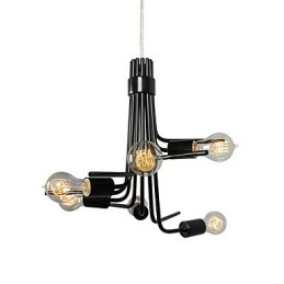 North American Style Modern Characteristic 6 Light Pendant In Black
