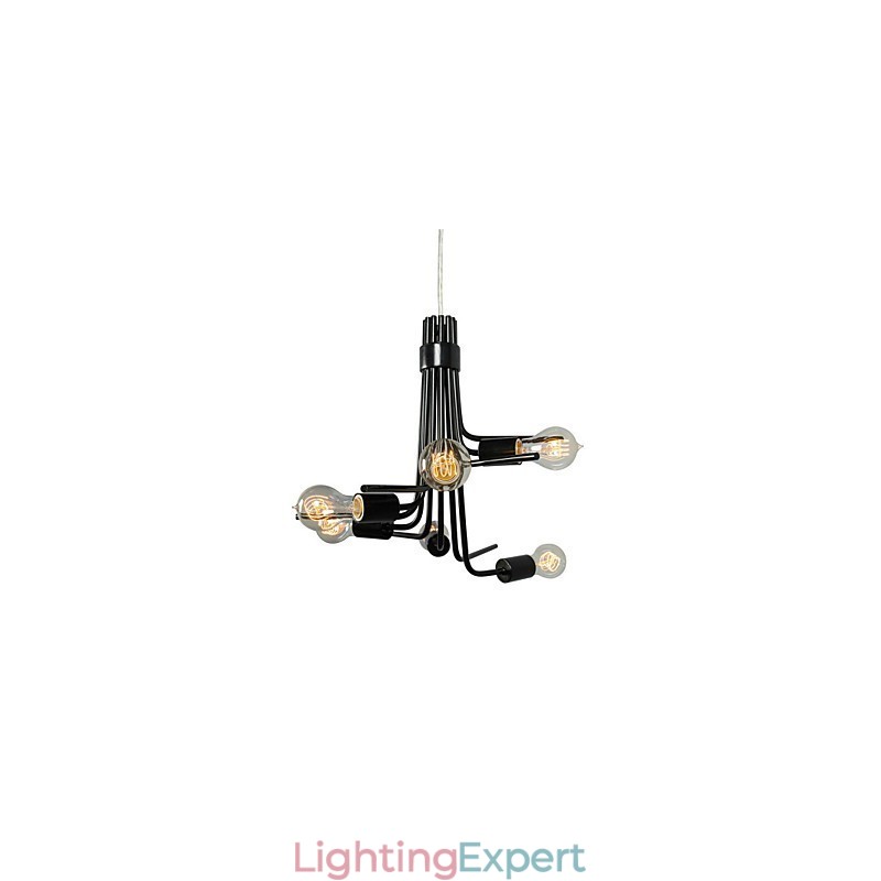 North American Style Modern Characteristic 6 Light Pendant In Black