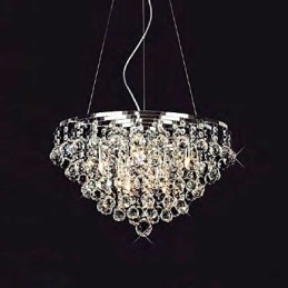 Crystal Drop Pendant Light with 8 Lights in Round Shape