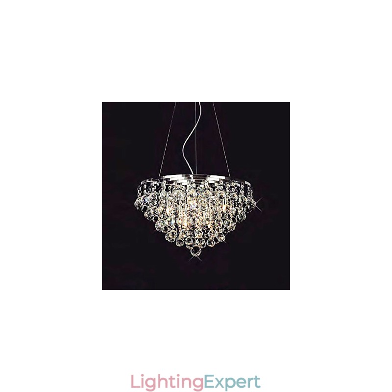 Crystal Drop Pendant Light with 8 Lights in Round Shape