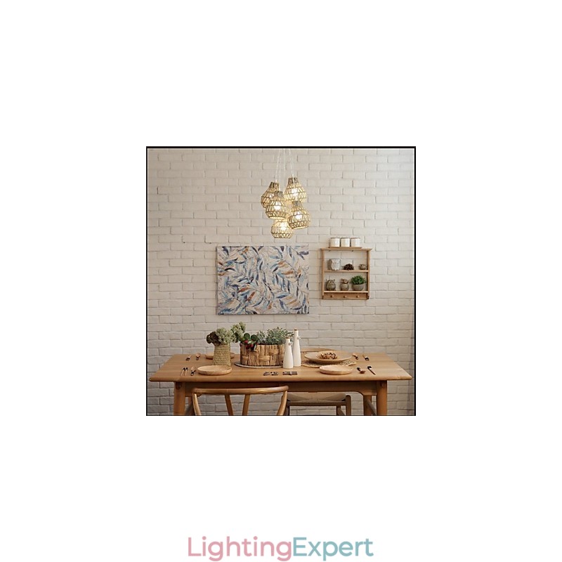Cage Rope Creative RETRO Art 5 Head Chandelier