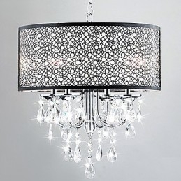 Modern 4 Light Pendant Light with Crystal Drops