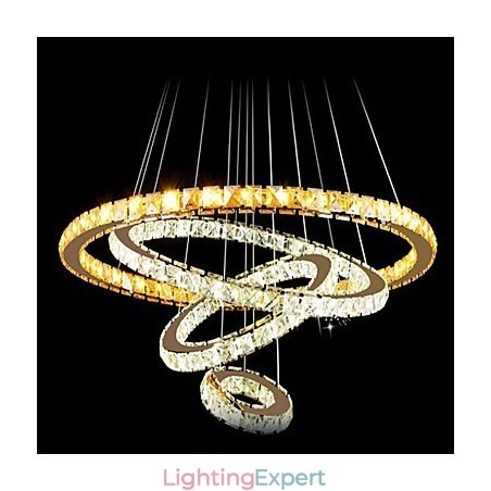 Crystal Pendant Light Ceiling Chandelier K9 Clear Crystal Round 4 Rings Large Ring(Warm White) Other(Cool White)