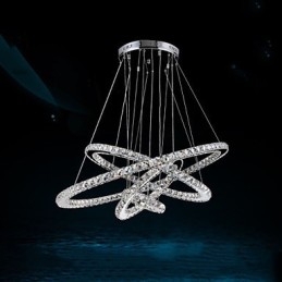 Crystal Pendant Light Ceiling Chandelier K9 Clear Crystal Round 4 Rings Large Ring(Warm White) Other(Cool White)