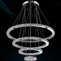 Crystal Pendant Light Ceiling Chandelier K9 Clear Crystal Round 4 Rings Large Ring(Warm White) Other(Cool White)