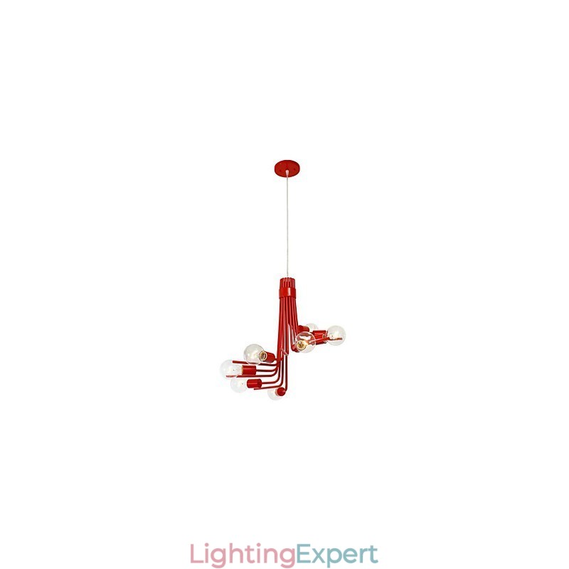 North American Style Modern Characteristic 8 Light Pendant In Red