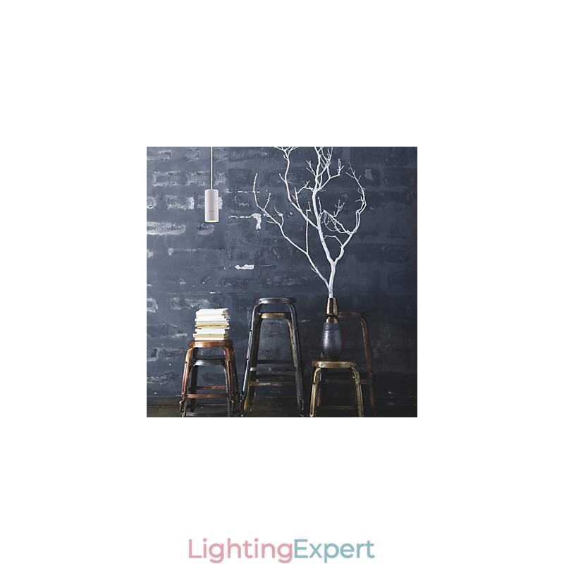 GE 05032 8W 136mm 1 Light Mini Pendant light Powdered White with Aluminium