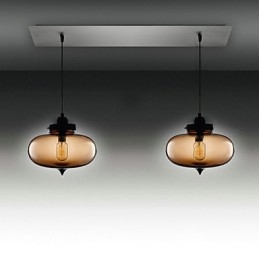 Modern Transparent Glass Pendant Light with 2 Lights in Bubble Design