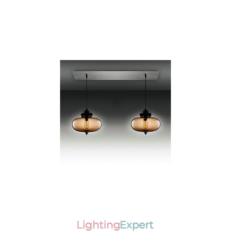 Modern Transparent Glass Pendant Light with 2 Lights in Bubble Design