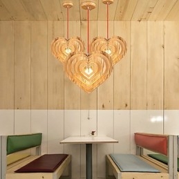Chandelier Mini Style Lantern Wood Bamboo