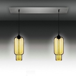 Modern Transparent Glass Pendant Light with 2 Lights in Bubble Design Electroplate Finished