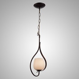 Iron Painting Pendant Light with Glass Shade Classic Lighting Lamp 1 Head