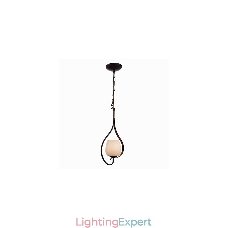 Iron Painting Pendant Light with Glass Shade Classic Lighting Lamp 1 Head