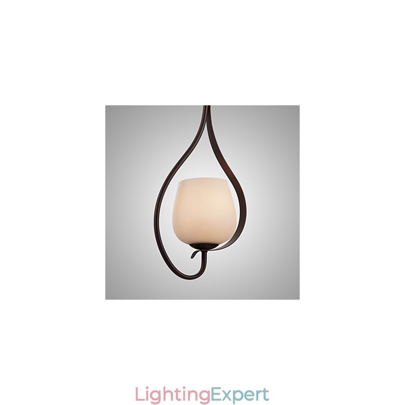 Iron Painting Pendant Light with Glass Shade Classic Lighting Lamp 1 Head