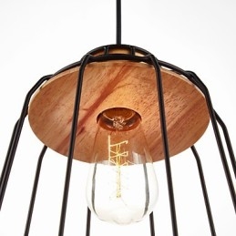 Iron Painting Pendant Light with Wooden Center Iron Cage Lighting Lamp