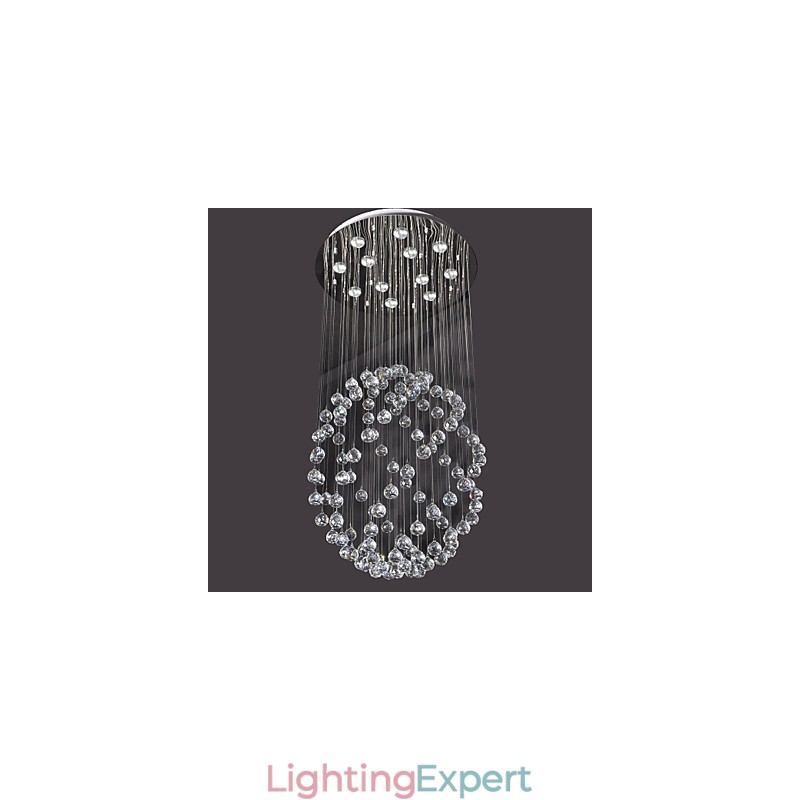 Modern Contemporary Crystal Chrome Metal Flush Mount