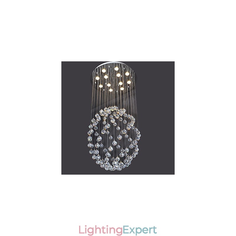 Modern Contemporary Crystal Chrome Metal Flush Mount