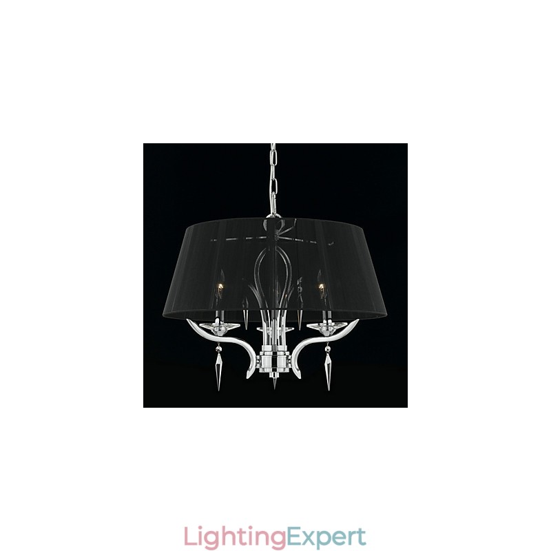 Elegant Crystal Chandelier with 3 Lights in Black Shade