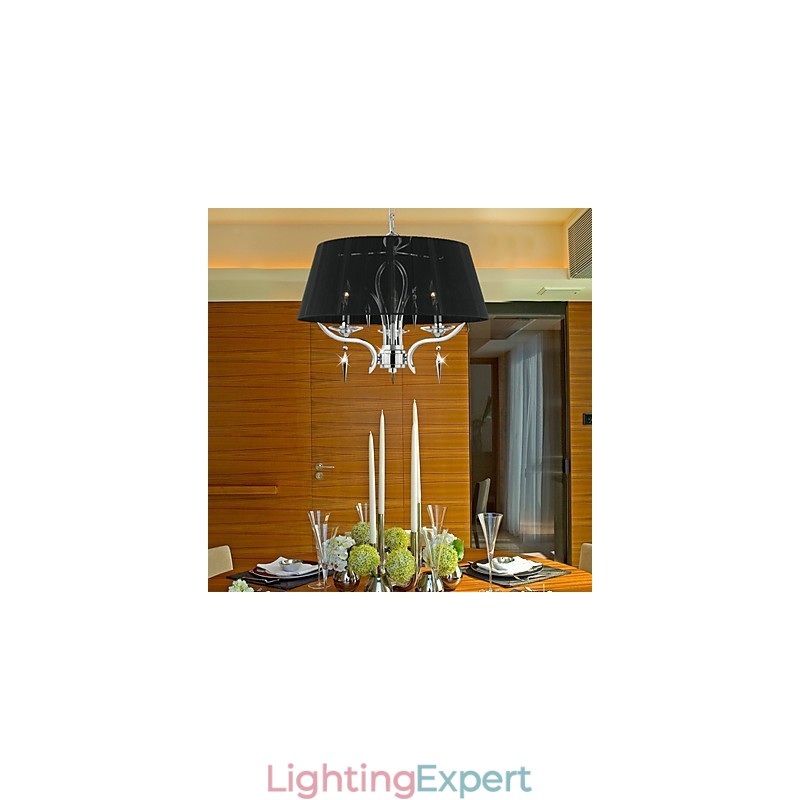 Elegant Crystal Chandelier with 3 Lights in Black Shade