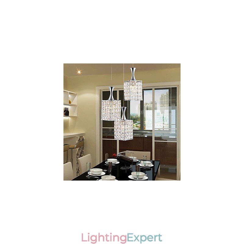 3 Lights Metal Frame K9 Crystal Chandelier Droplight Send Bulb
