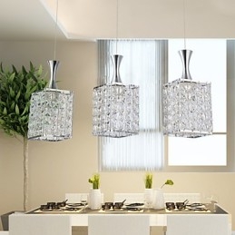 3 Lights Metal Frame K9 Crystal Chandelier Droplight Send Bulb