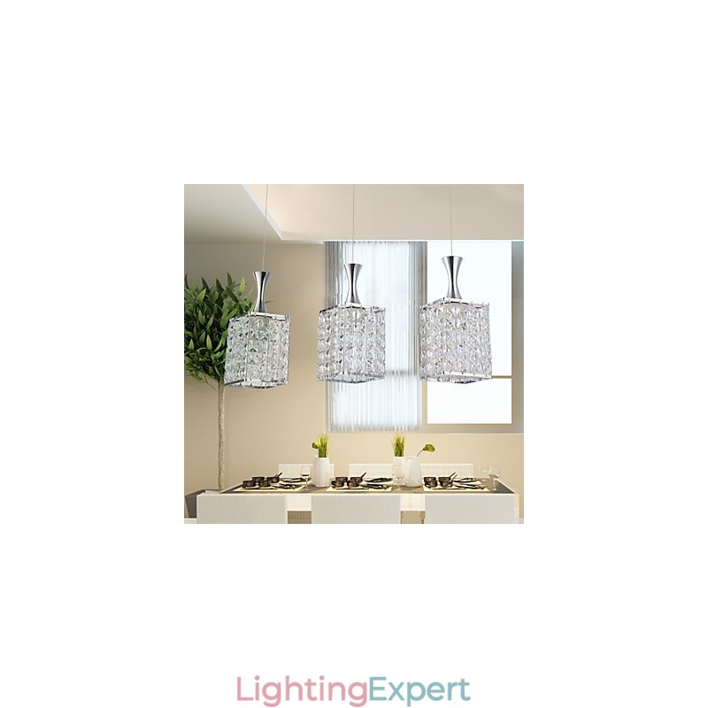 3 Lights Metal Frame K9 Crystal Chandelier Droplight Send Bulb