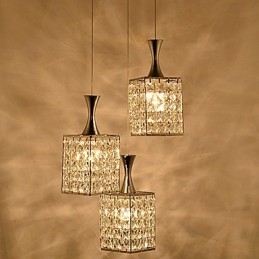 3 Lights Metal Frame K9 Crystal Chandelier Droplight Send Bulb