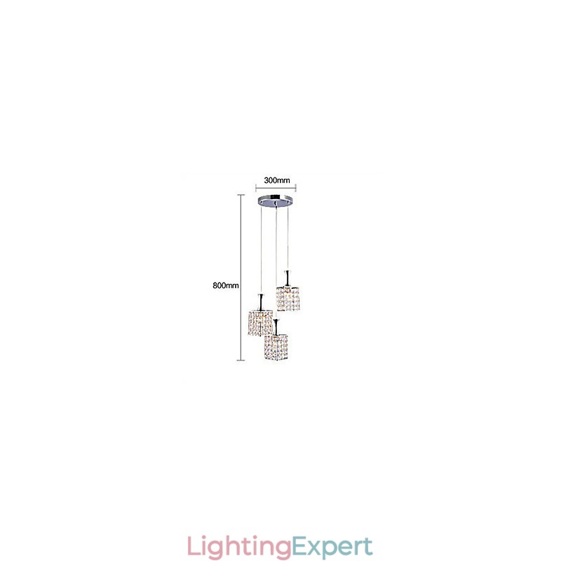 3 Lights Metal Frame K9 Crystal Chandelier Droplight Send Bulb