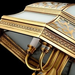 Brass Pendant Lamp Six Lights Vintage Total Copper Glass