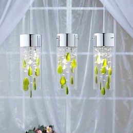 Artistic Crystal Pendant Light with Green Decorations G4 Bulb Base