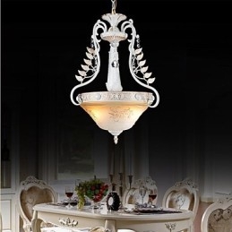 White Pendant Two Lights Pattern Glass Shade Hand Gilt European Retro Classic