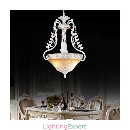 White Pendant Two Lights Pattern Glass Shade Hand Gilt European Retro Classic White Pendant Two Lights Pattern Glass Shade Hand Gilt European Retro Classic