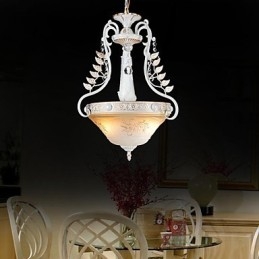 White Pendant Two Lights Pattern Glass Shade Hand Gilt European Retro Classic