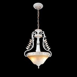 White Pendant Two Lights Pattern Glass Shade Hand Gilt European Retro Classic